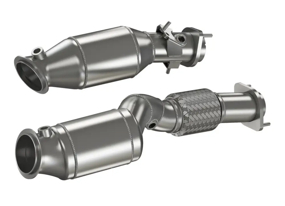 HJS downpipe 76 mm/70 mm včetně katalyzátorů 2x 200 cpsi pro BMW M4 Competition M xDrive typ G82 (G234M), G83 (G234M), emisní norma Euro 6d, 3.0, 390 kW (S58 B30A), Facelift Aktuální