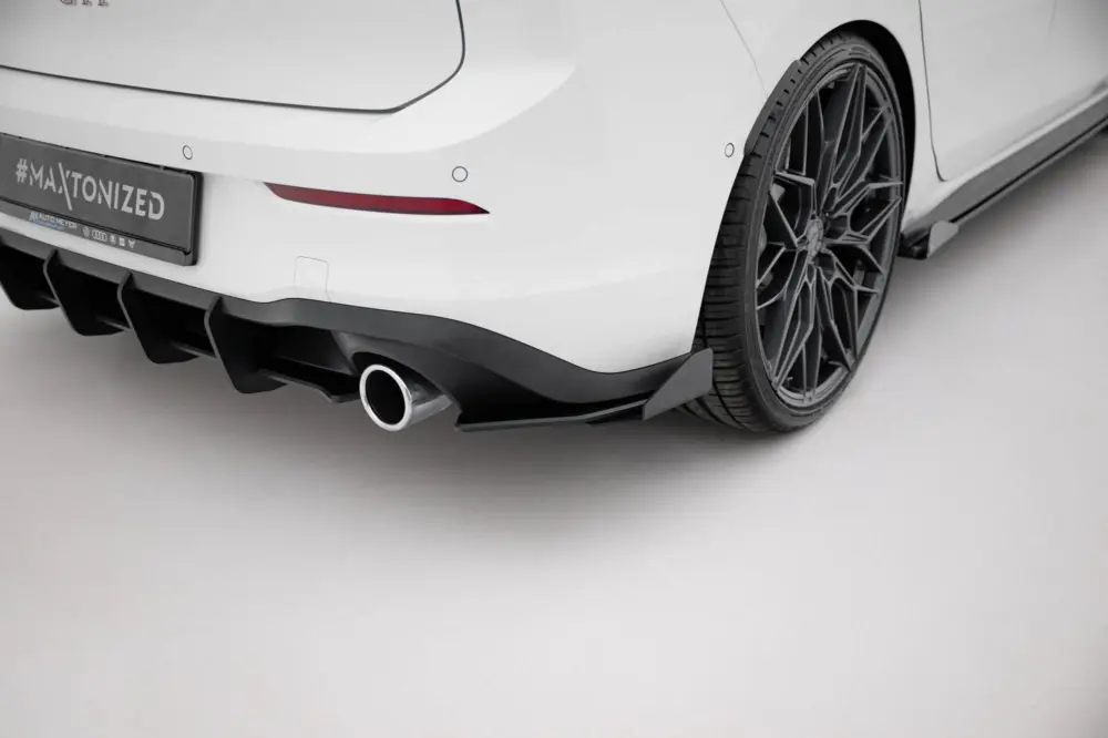 Maxton Design "Racing durability" difuzory pod zad. nárazník s křidélky pro Volkswagen Golf GTE Mk8, Mk8 Facelift, plast ABS bez povrchové úpravy Výprodej