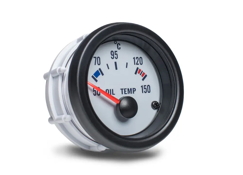 Sleva Autogauge palubní přístroj, měřená hodnota teplota oleje, barva podkladu bílá