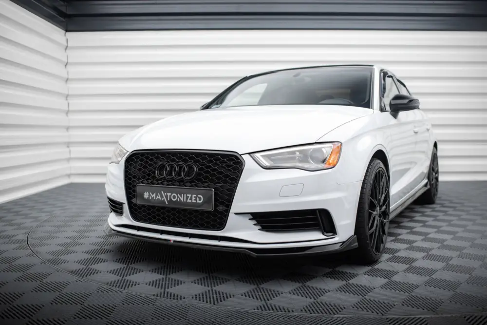 Maxton Design spoiler pod přední nárazník ver.2 pro Audi A3 8V, černý lesklý plast ABS, Sedan Zlevněný