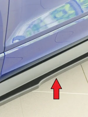 Speciální Cena Rieger spoiler pod boční práh mont. strana levá pro Volkswagen T-Roc R A1 5-dvéř., r.v. 01/22-, plast ABS bez povrchové úpravy