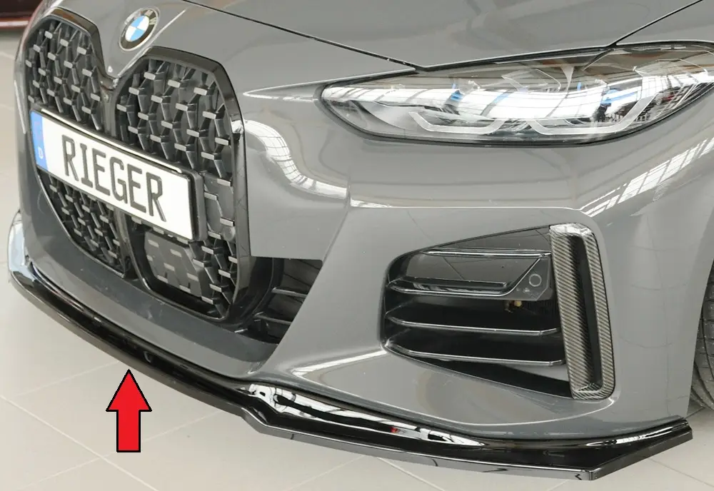 Odeslání Ihned Rieger lipa pod přední nárazník pro BMW i4 G26 G4C gran coupe (5-dvéř.), plast ABS lakovaný do černé lesklé barvy
