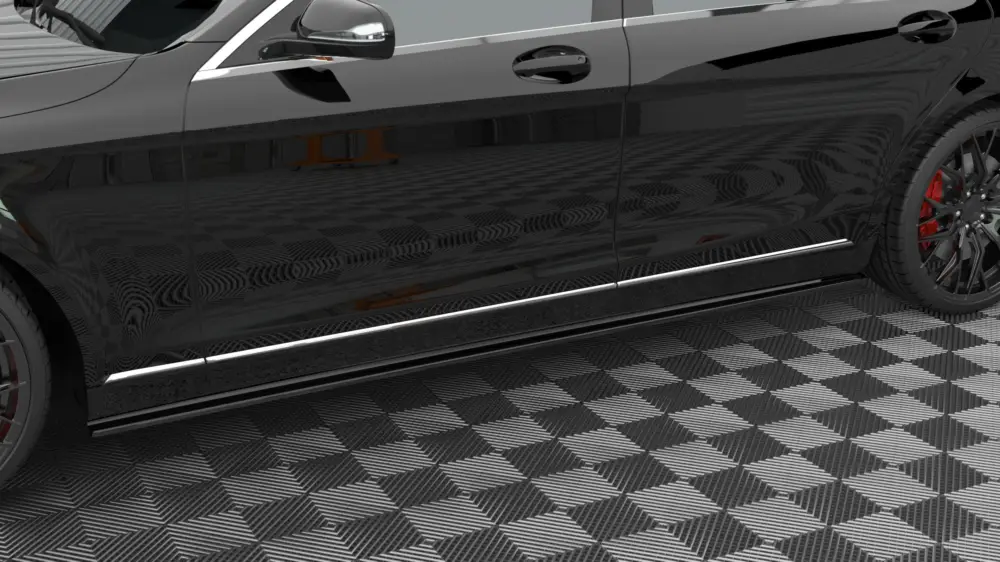 Omezená Nabídka Maxton Design difuzory pod boční prahy pro Mercedes třída S W222 Standard, černý lesklý plast ABS, Long, Long Facelift