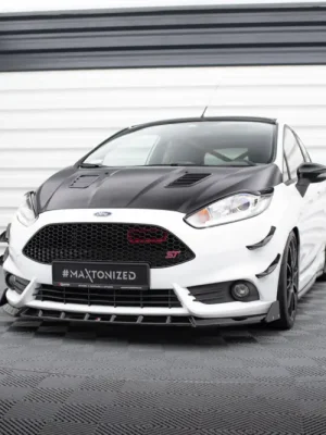 Aktuální Maxton Design spoiler pod přední nárazník ver.6 s křidélky pro Ford Fiesta ST Mk7 Facelift, černý lesklý plast ABS