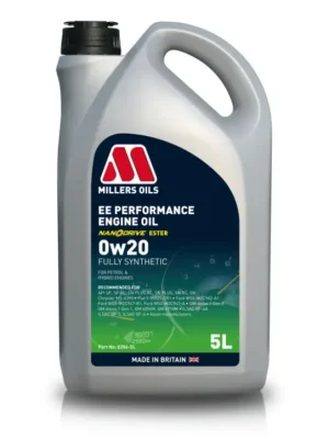 Plně syntetický motorový olej Millers Oils EE Performance 0W-20 s technologií NANODRIVE, objem 5l Omezená Nabídka