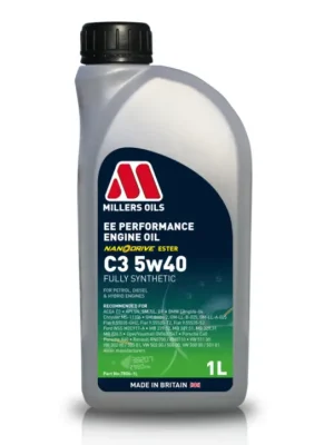 Plně syntetický motorový olej Millers Oils EE Performance C3 5W-40 s technologií NANODRIVE, objem 1l Výhodná Nabídka