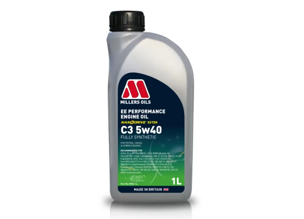 Plně syntetický motorový olej Millers Oils EE Performance C3 5W-40 s technologií NANODRIVE, objem 1l Výhodná Nabídka