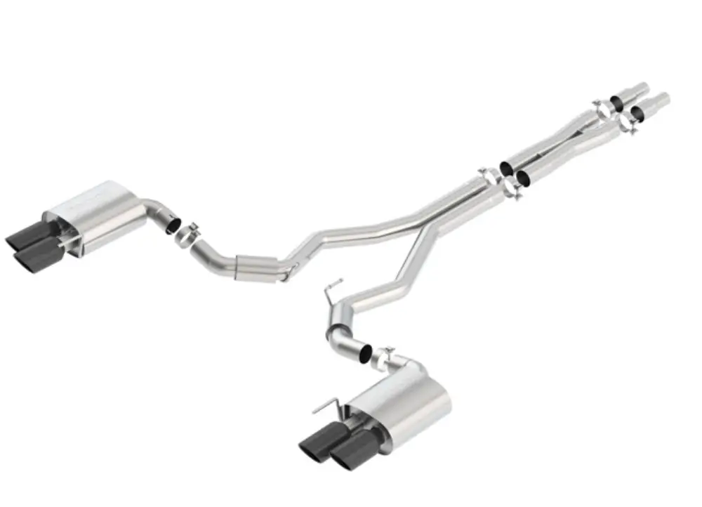 Autentický Borla Cat-Back výfukový systém "ATAK" pro Ford Mustang GT 5,0l RWD 2-dvéř. bez "active valve exhaust", r.v. 2018-2020, typ koncovek černé