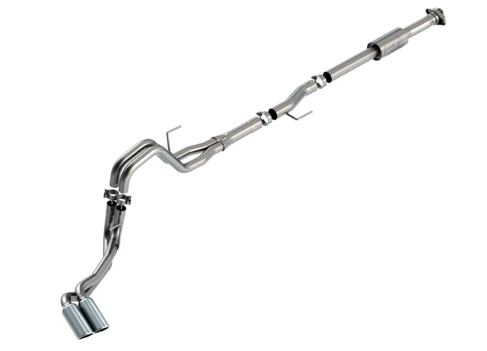 Borla Cat-Back výfukový systém "ATAK" pro Ford F-150 2,7l/3,5l V6 s aut. převodovkou, 4-dvéř., 2WD/4WD, CC/SHB (5' 7"), EC/SB (6' 7") s rozvorem 145,4", r.v. 2021-, typ koncovek chromové Sezónní Sleva