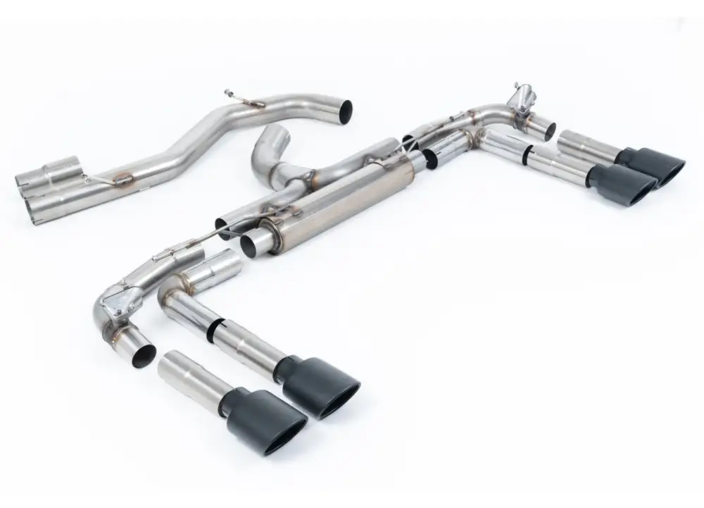 Milltek Sport výfukový systém cat-back Race System - 80mm bez rezonátoru (nejhlasitější) pro Audi S3 2.0TFSI Quattro Sedan 310PS 8Y (s OPF/GPF) 2020-2024, oválná leštěná koncovka, typ koncovek oválná černá Ověřený