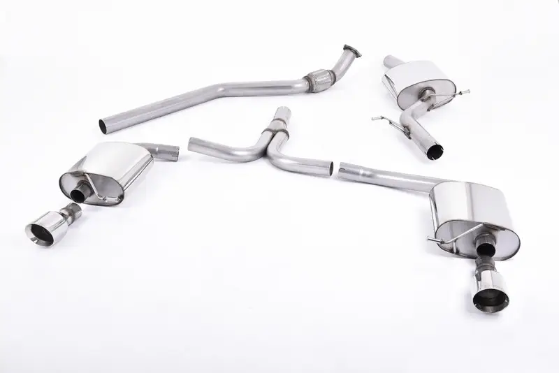 Milltek Sport homologovaný výfuk cat-back Dual-outlet pro Audi A4 2.0 TFSI S-line B8 (2WD a quattro manual) Sedan/Avant 2008-2011, černá koncovka, typ koncovek GT-100 leštěné Nejlepší Volba