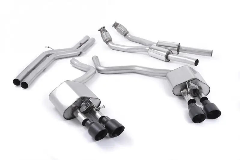 Super Cena Milltek sport ValveSonic výfukový systém cat-back bez rezonátoru (hlasitější) pro Audi S6 4.0 TFSI C7 quattro 2012-2018, leštěné koncovky, typ koncovek GT-100 černé