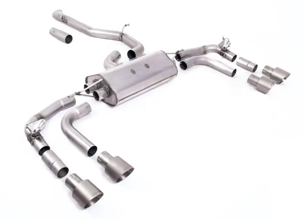 Milltek Sport výfukový systém GPF-Back bez rezonátoru (hlasitější) Re-uses Factory Valve Motors pro Volkswagen Tiguan R 320ps (s OPF/GPF) 2021-2024, GT-100 leštěné koncovky, typ koncovek GT-100 titanové Ihned K Objednání