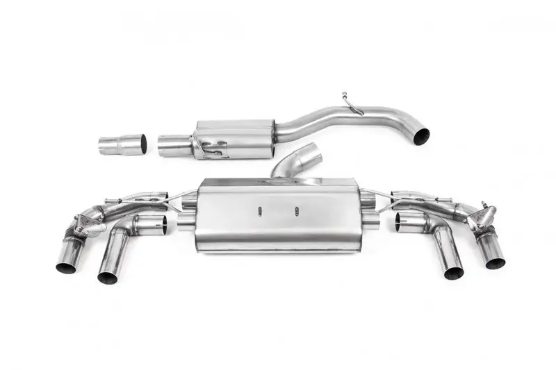 Oblíbený Milltek Sport výfukový systém GPF-Back 80mm / 3.15" s rezonátorem pro Volkswagen Golf Mk8 R 2.0 TSI 320PS (s GPF) 2021-2024, typ koncovek JET-115 karbonové