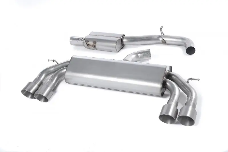 Milltek Sport výfukový systém cat-back Race system s rezonátorem (tišší) bez klapek pro Audi S3 2.0 TFSI quattro Sportback 8V/8V.2 (bez GPF) 2013-2018, dvojité, kulaté, leštěné koncovky, typ koncovek GT-100 titanové Ihned K Objednání