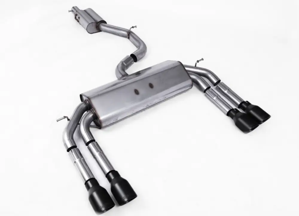 Vrácení Zdarma Milltek Sport výfukový systém cat-back Race system s rezonátorem (tišší) bez klapek pro Audi S3 2.0 TFSI quattro Sedan/Cabrio 8V/8V.2 (bez GPF) 2013-2018, dvojité, kulaté, leštěné koncovky, typ koncovek GT-100 černé