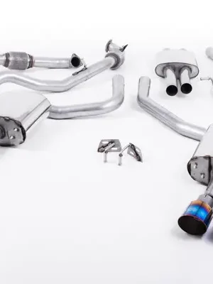 Výhodná Nabídka Milltek Sport homologovaný výfuk cat-back s rezonátorem pro Audi S4 3.0 Turbo V6 B9 - Sedan/Avant (bez Sport Diff) 2016-2024, GT-100 dvojité leštěné koncovky, typ koncovek GT-100 titanové modré