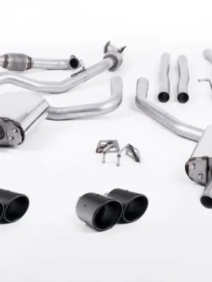 Značkový Milltek Sport výfukový systém cat-back bez rezonátoru pro Audi S5 3.0 V6 Turbo Coupe Only B9 (Sport Diff Models Only, Without Brace Bars) 2017-2024, GT-100 dvojité leštěné koncovky, typ koncovek JET-100 karbonové