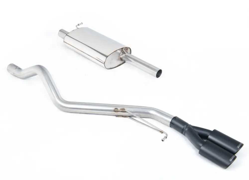 Milltek Sport výfukový systém DPF-Back s rezonátorem (tišší) pro Volkswagen Transporter \\ Caravelle T5 SWB 180PS 2.0l BiTDI 2WD a 4MOTION 2010-2015, dvojitá leštěná oválná koncovka, typ koncovek GT-100 černé Nová Kolekce