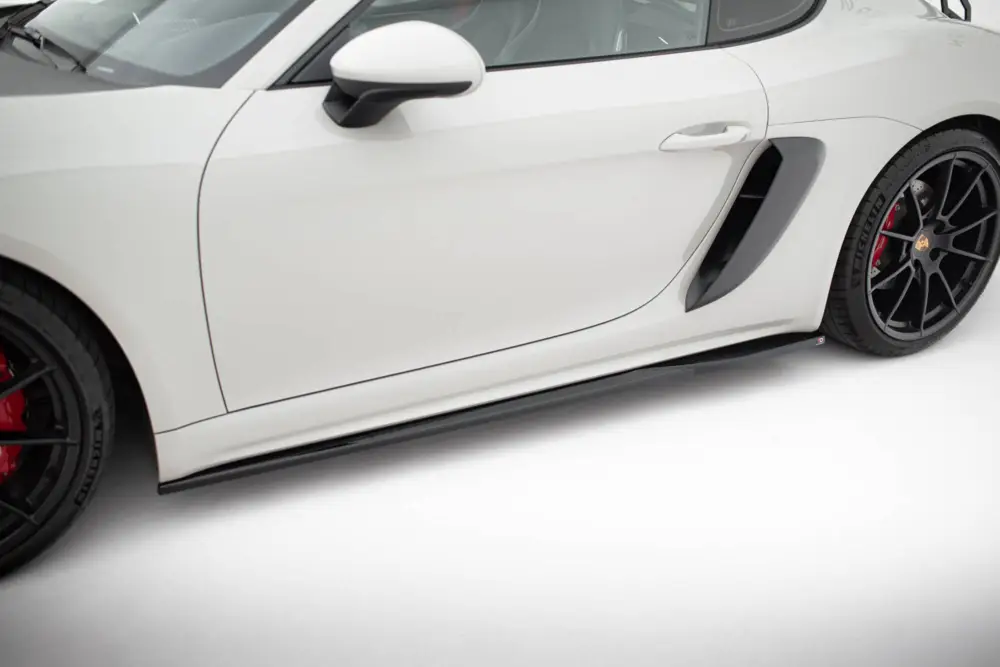 Výprodej Maxton Design difuzory pod boční prahy pro Porsche Cayman 982c, černý lesklý plast ABS, 718 GTS