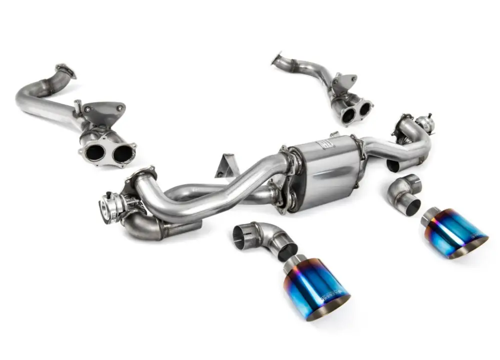 Koupit Online Milltek Sport náhrada GPF/OPF pro Porsche Cayman 718 GT4 4.0 (s OPF/GPF - Pre Feb 2020 build only) 2020-2024, GT-115 leštěné koncovky, typ koncovek GT-115 titanové modré