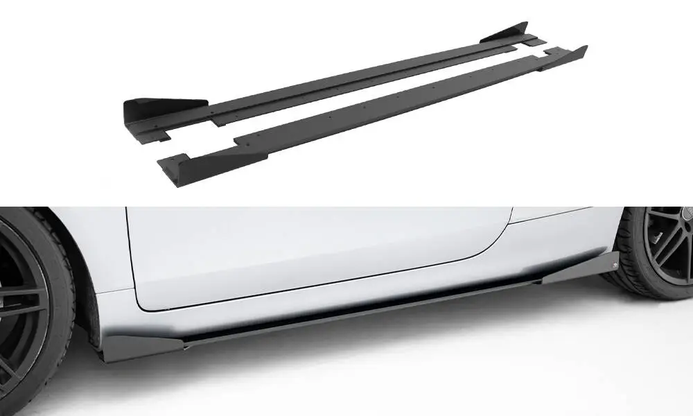 Oblíbený Maxton Design "Street Pro" difuzory pod boční prahy s křidélky pro Audi TT S Mk2 (8J), Mk2 (8J) Facelift, s červenou linkou