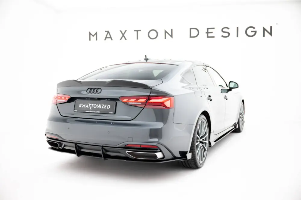 Maxton Design ''Street Pro'' difuzory pod boční prahy s křidélky pro Audi A5 F5 Facelift, plast ABS bez povrchové úpravy, Coupe/Sportback, s červenou linkou Výprodej