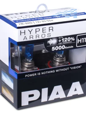 Tovární Cena Autožárovky PIAA Hyper Arros 5000K - o 120 % vyšší svítivost, jasně bílé světlo o teplotě 5000K, patice H11