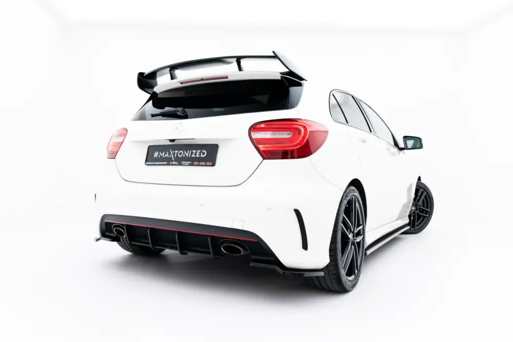 Maxton Design "Street Pro" difuzor zadního nárazníku pro Mercedes třída A W176/AMG-Line, plast ABS bez povrchové úpravy, s červenou linkou na žebrování Odeslání Ihned