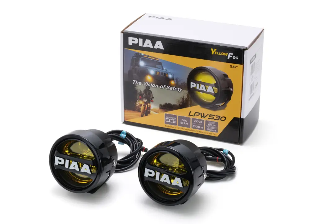PIAA LPW530 přídavné žluté mlhové kulaté LED světlomety o průměru 89 mm / 3,5", homologace ECE Top Prodej