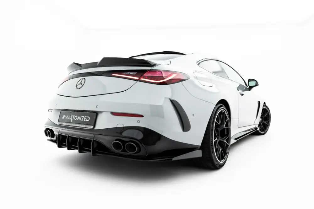 Finální Výprodej Maxton Design ''Street Pro'' difuzory pod boční prahy s křidélky pro Mercedes CLE C236 53 AMG Aero, plast ABS bez povrchové úpravy, s červenou linkou
