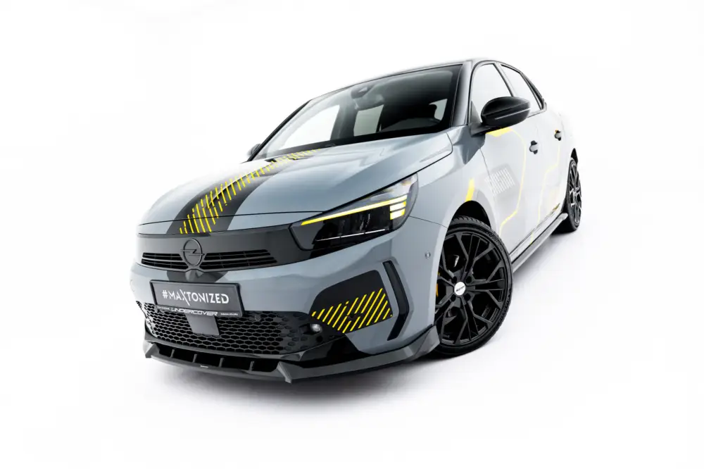 Cenová Bomba Maxton Design spoiler pod přední nárazník pro Opel Corsa F (Mk6) Facelift, černý lesklý plast ABS