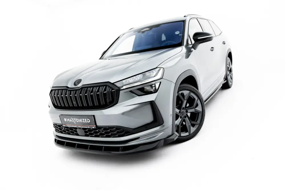 Maxton Design spoiler pod přední nárazník ver.2 pro Škoda Kodiaq Mk2 Sportline, černý lesklý plast ABS Levný