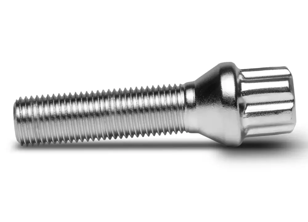 Kup Teď TPi Round Series kolový šroub, kuželová dosedací plocha, kytičkový tvar hlavy (17 mm), závit 14x1,5, délka závitu 45 mm, barva saténová stříbrná