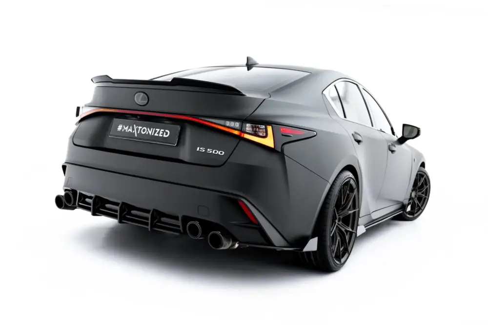 Pouze Dnes Maxton Design "Street Pro" difuzor zadního nárazníku pro Lexus IS 500 Mk3 Facelift 2 (XE30), plast ABS bez povrchové úpravy, s červenou linkou na žebrování