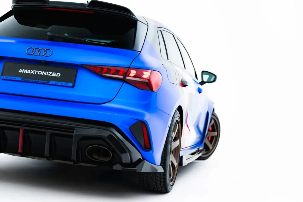 Poslední Šance Maxton Design boční difuzory pod zadní nárazník ver.3 pro Audi RS3 8Y Facelift, černý lesklý plast ABS, Sportback