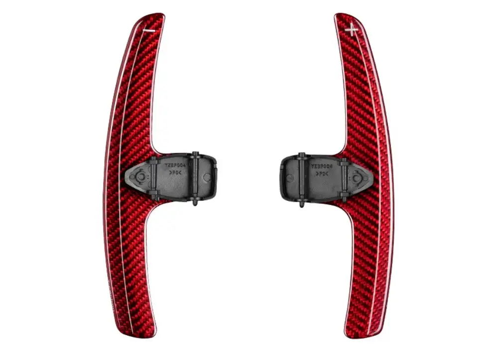 Pouze Dnes Karbonová výměnná pádla pod volant pro Mercedes Benz CLA C117 (2015–2019), C118 (2019–2021), barva červený karbon