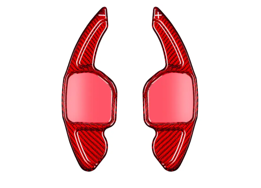 Karbonová pádla pod volant pro Audi A5 8T / 8F 2007–2011 s velkým zkosením na orig. pádlech, model A, barva červený karbon Cenově Výhodný