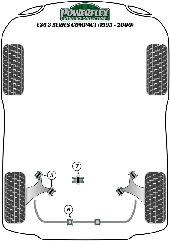 Tovární Cena Silentbloky Powerflex PFR5-316 pro BMW řada 3 E36 Compact "Rear ARB End Link To Bar Bush", pozice na diagramu: 16