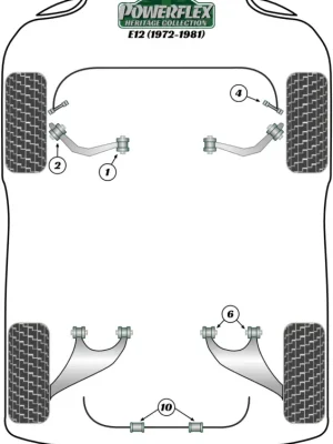 Akce Silentbloky Powerflex PFF5-2002 pro BMW řada 5 E12 "Front Lower Arm Outer Bush", pozice na diagramu: 2