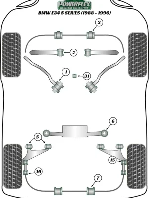 Aktuální Silentbloky Powerflex Heritage Collection PFF5-310-27H pro BMW řada 5 E34 "Uložení před. stabilizátoru 27 mm", pozice na diagramu: 3