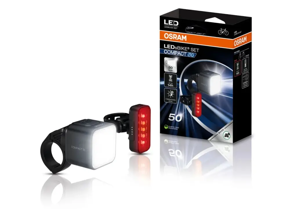 OSRAM LEDsBIKE® Compact sada předního a zadního LED světla na jízdní kolo, automatické/manuální nastavení jasu, varianta 50 SET Oblíbený