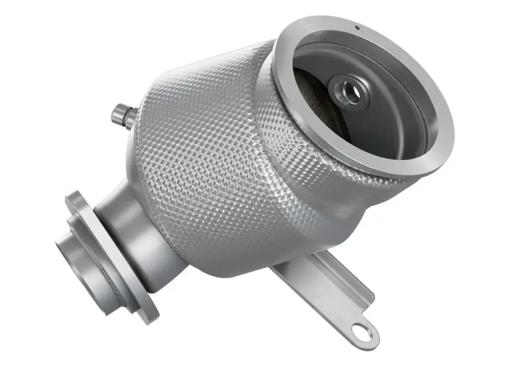 Originální HJS downpipe včetně katalyzátoru 300 cpsi pro Toyota GR Yaris typ XPA1G (Gen2), emisní norma Euro 6d, 1.6, 206kw, facelift