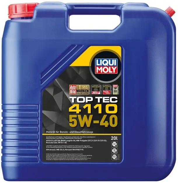 Motorový olej Liqui Moly Top Tec 4110 5W-40, 20L Omezená Nabídka