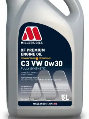 Dokud Zásoby Vydrží Motorový olej Millers Oils XF Premium C3 VW 0W-30, 5L