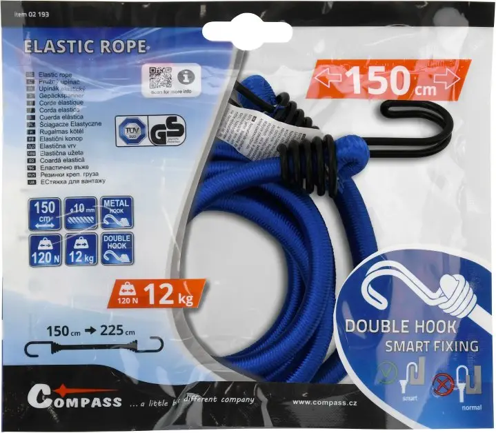Compass upínač pružný DOUBLE HOOK 10mm/150cm tüv/gs Expresní Doručení