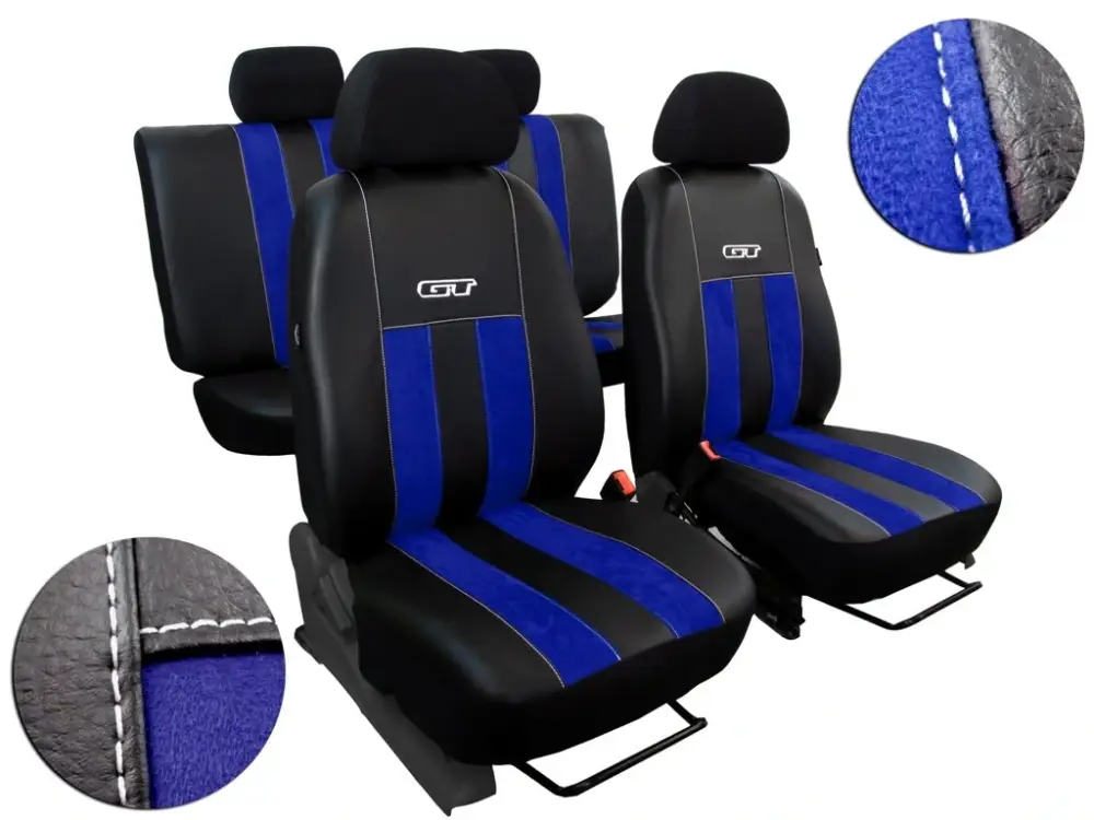 Nová Kolekce Autopotahy Ford C- MAX, od r. 2003-2010, 5 míst, kožené s alcantarou, GT modré
