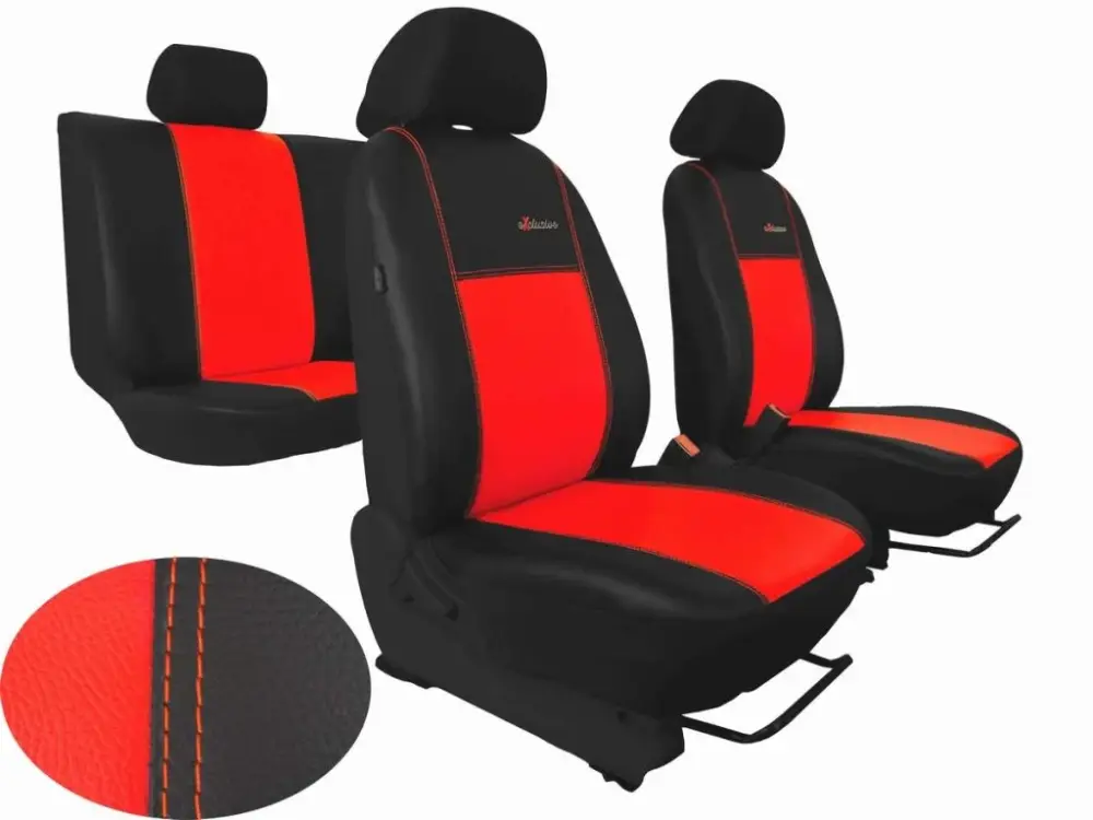 Speciální Cena Autopotahy Škoda Fabia I, kožené EXCLUSIVE černočervené, nedělené zadní sedadla