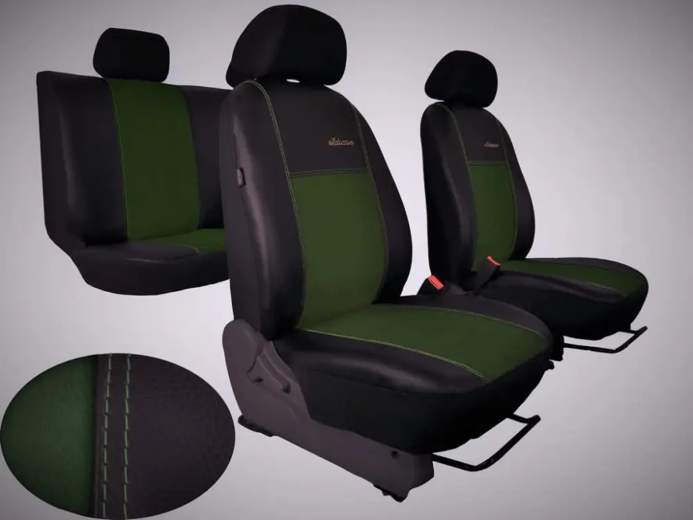 Autopotahy Škoda Fabia I, kožené s alcantarou EXCLUSIVE zelené, nedělená Horká Nabídka