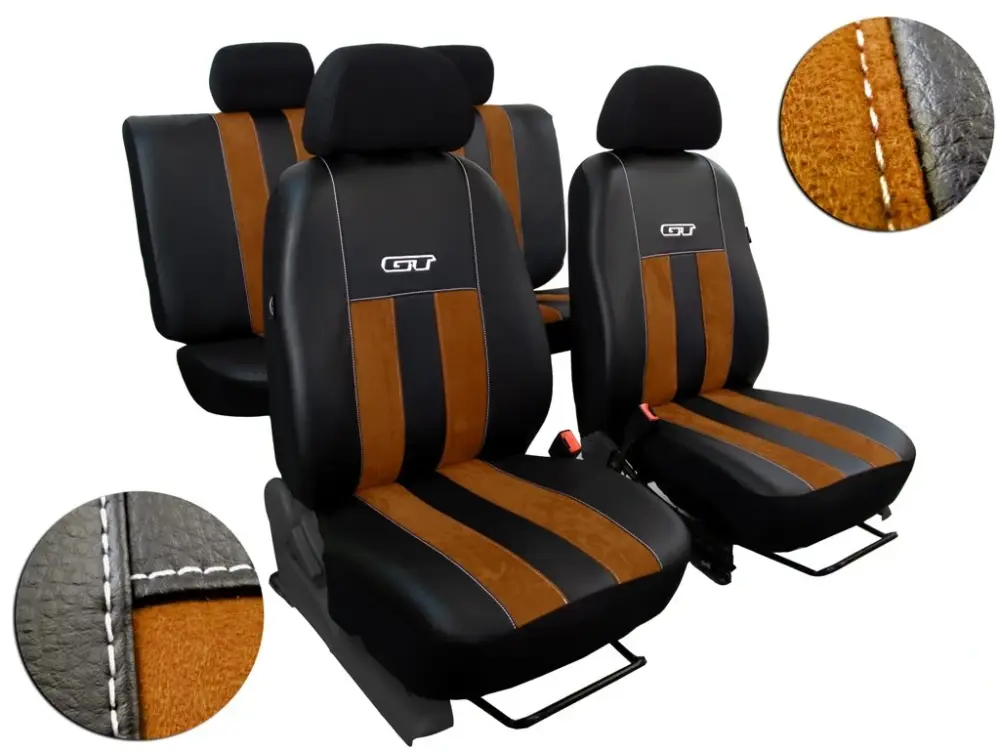 Autopotahy ŠKODA OCTAVIA III, integrované přední opěrky hlavy, GT hnědé Aktuální